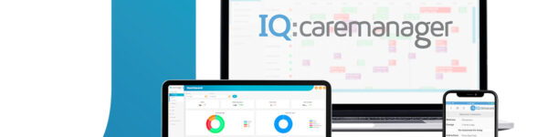IQ:caremanager on three computer devices