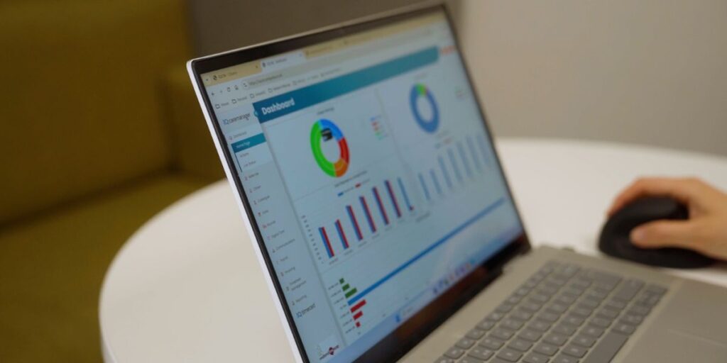Scheme manager reviewing Shared Lives records on a laptop